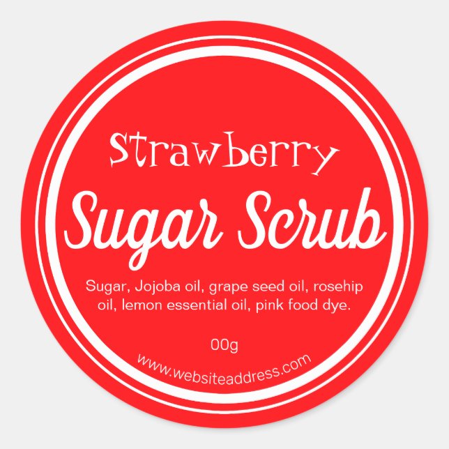 Aufkleber für handgemachte Erdbeerzuckerkrube (Vorderseite)