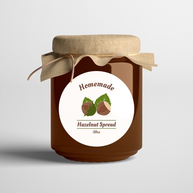 Aufkleber für hausgemachte Spread oder Marmelade (Hazelnut Label Sticker for Homemade Spread or Jam)