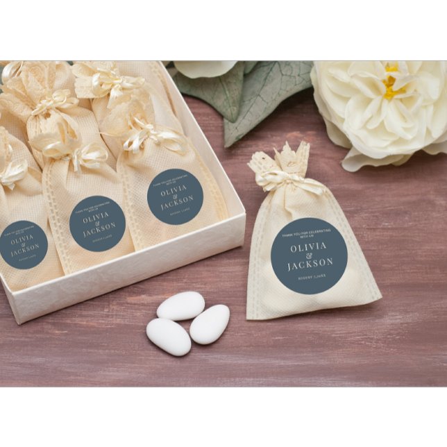 Aufkleber für Hochzeitskekse Beutel dunkelblau (Modern wedding couple cookies sticker)