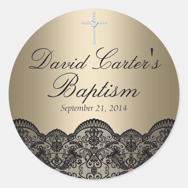 Aufkleber für hübsche Spitzen- und Cross-Gold-Tauf (Vorderseite)