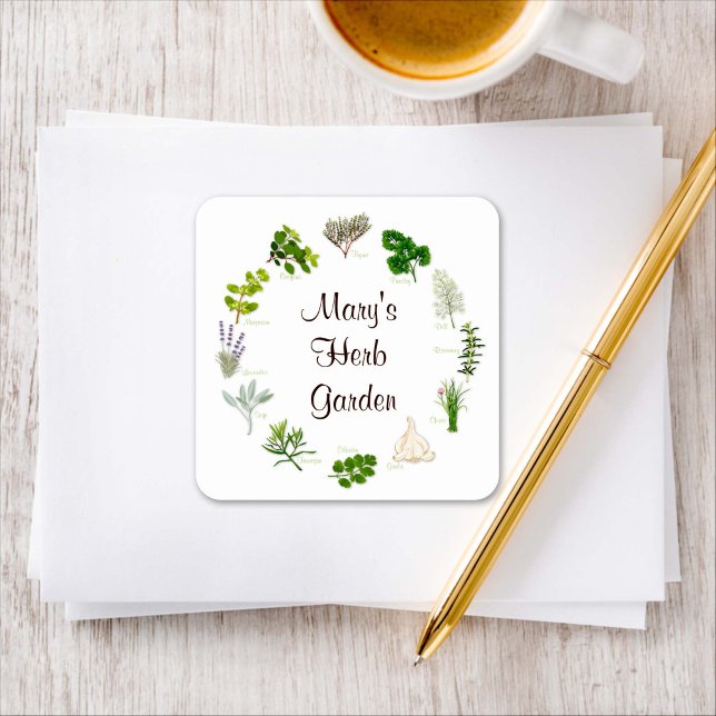Aufkleber für Ihren Kräutergarten (Stickers for your herb garden. Fragrant, flavorful herbs and spices, customize with your text. )
