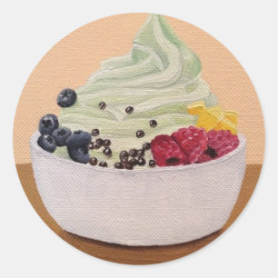 Aufkleber für Jogurt gefroren