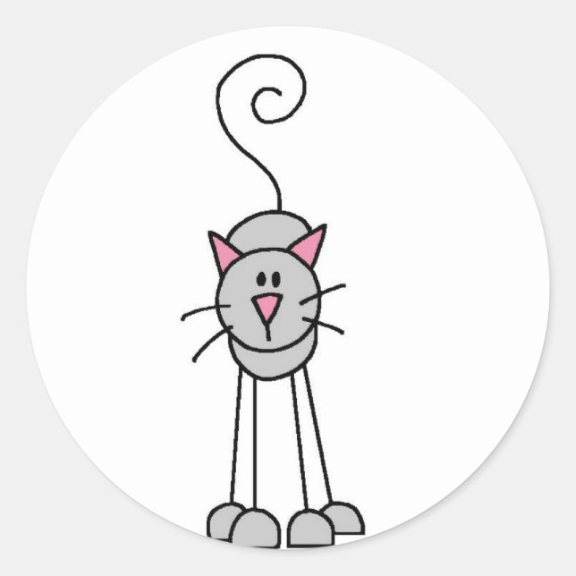 Aufkleber für Katzen Strichmännchen (Vorderseite)