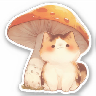 Aufkleber für Katzen und Pilze