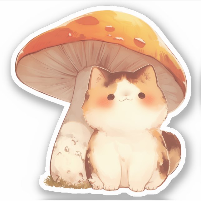 Aufkleber für Katzen und Pilze (Vorderseite)