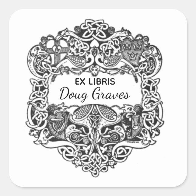 Aufkleber für keltische Knospen und Vögel-Buchzeic (Vorderseite)