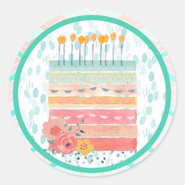 Aufkleber für Korallen und Aquamarine Cake Gastges (Vorderseite)