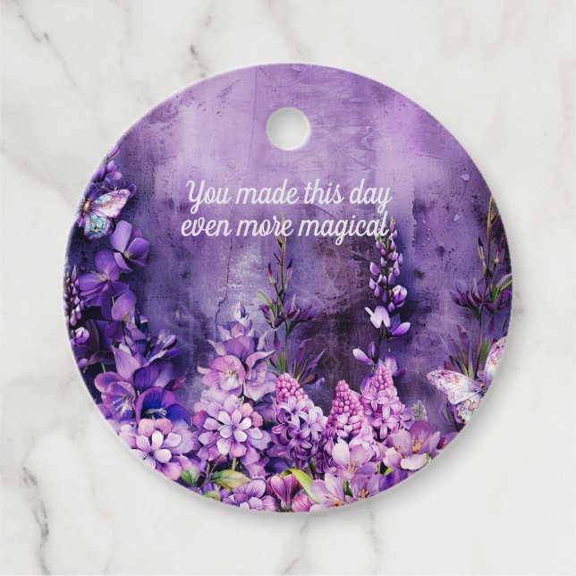 Aufkleber für lila Brautparty Geschenkanhänger (Vorderseite)