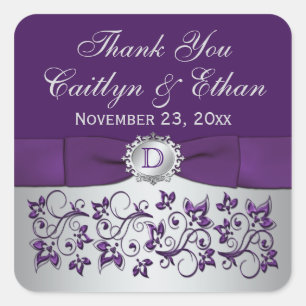 Aufkleber für Lila graue Gastgeschenk Hochzeit
