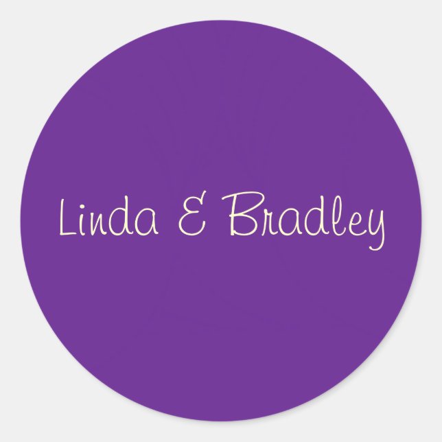 Aufkleber für lila und weiße Gastgeschenk Hochzeit (Vorderseite)