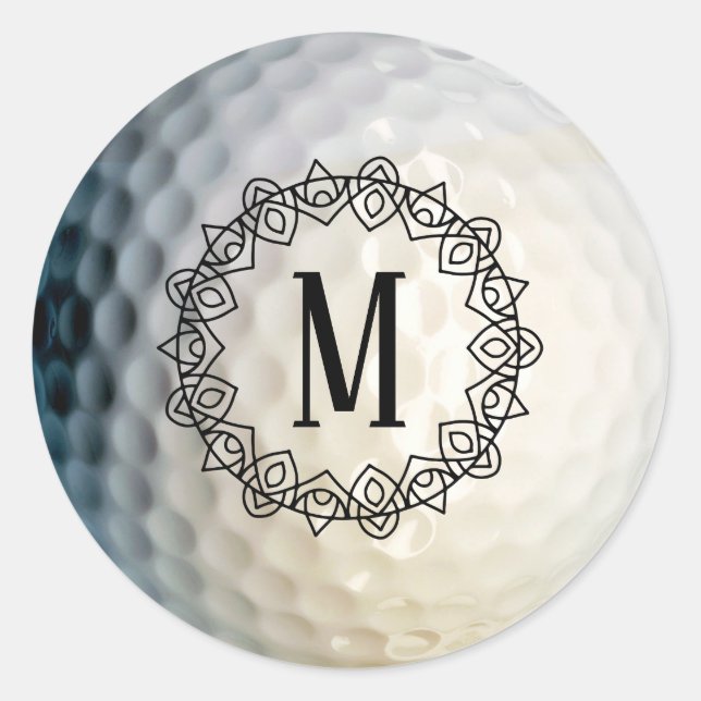 Aufkleber für Mit Monogramm Golfball (Vorderseite)