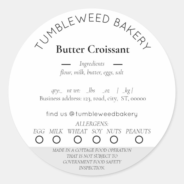 Aufkleber für moderne Hütte und Lebensmittelrecht (Vorderseite)