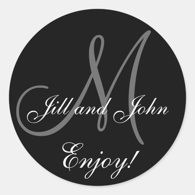 Aufkleber für Monogramm-Gastgeschenk Hochzeit mit  (Vorderseite)