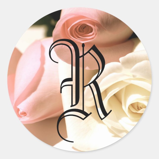 Aufkleber für Monogramm-Rose anpassbar (Vorderseite)