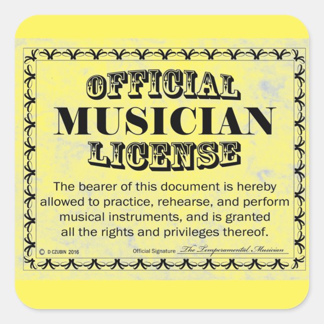 Aufkleber für Musician License Square (Vorderseite)