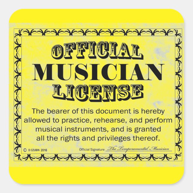Aufkleber für Musician License Square (Vorderseite)