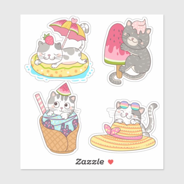 Aufkleber für niedliche Katzen (Blatt)