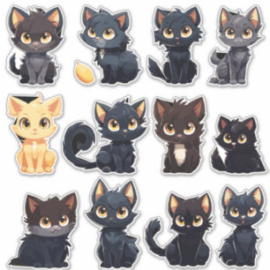 Aufkleber für niedliche Katzen (12 Katzen)