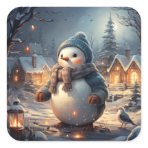 Aufkleber für niedliche Winterszenen