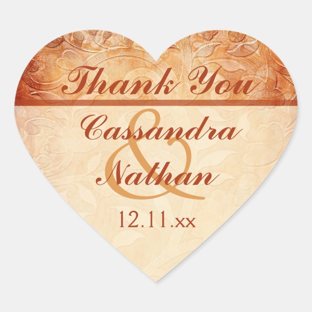 Aufkleber für orangefarbene Gastgeschenk Hochzeite (Vorderseite)