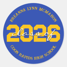 Aufkleber für Personalisierte Abschluss in Blau un