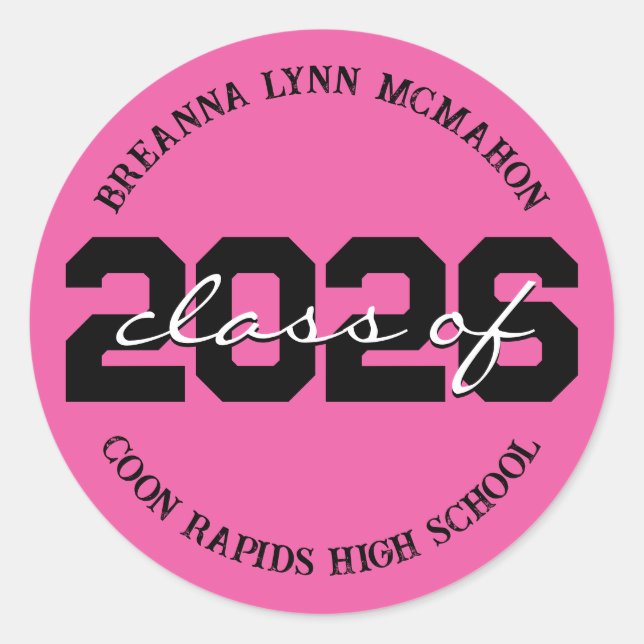 Aufkleber für Personalisierte Abschluss in Pink un (Vorderseite)