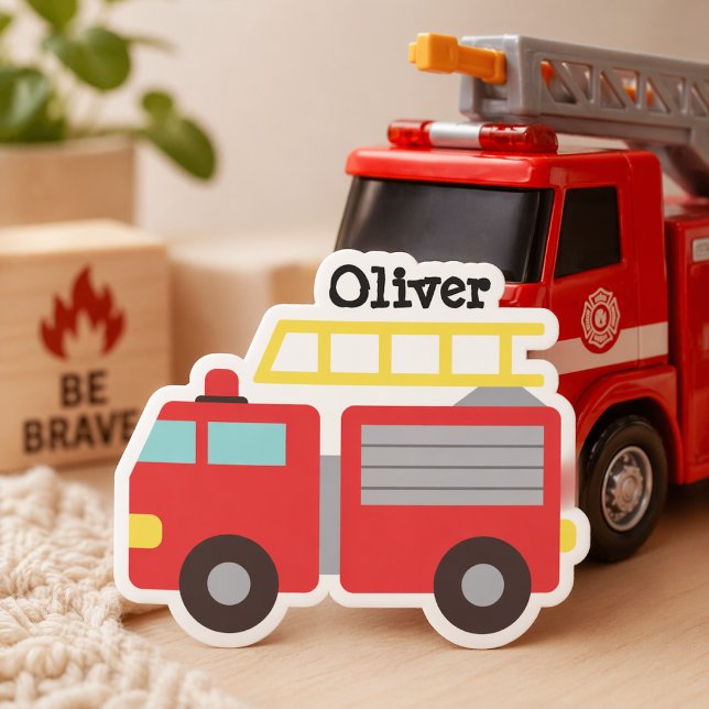 Aufkleber für personalisierte Kinder mit rotem Feu (Von Creator hochgeladen)
