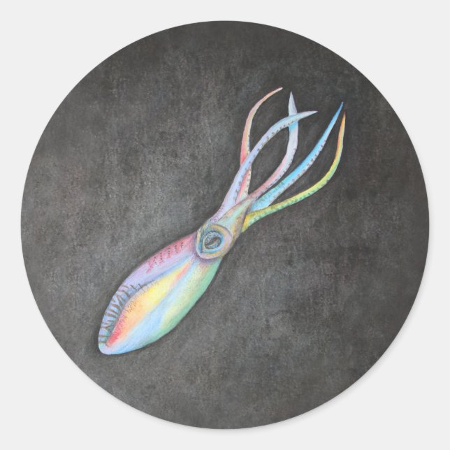 Aufkleber für Regenbogen-Tintenfisch (Vorderseite)