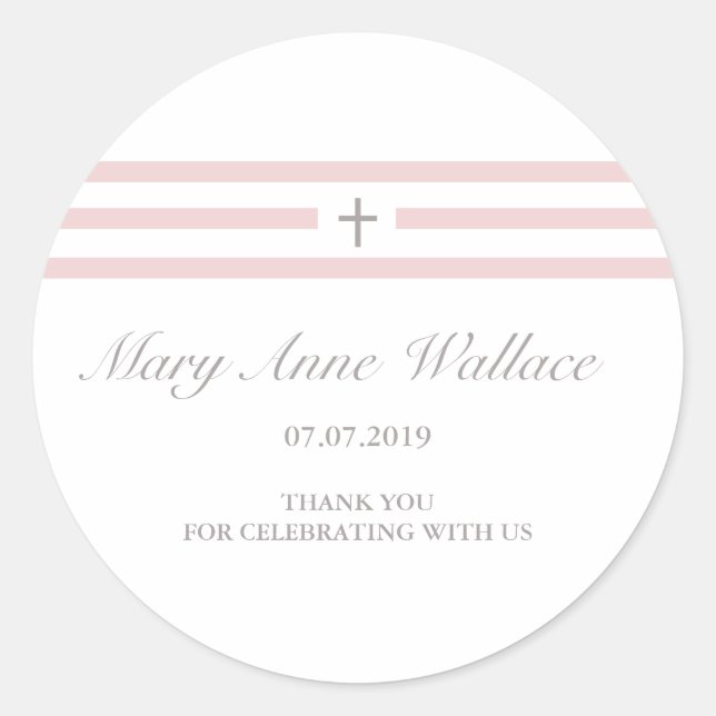 Aufkleber für rosa Taufe (Vorderseite)