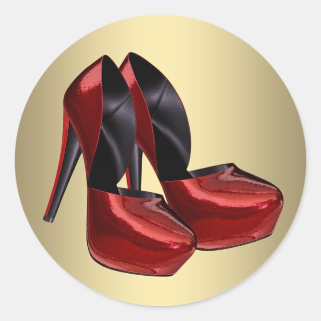 Aufkleber für Rot-Gold-High-Heel (Vorderseite)
