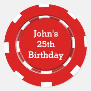 Aufkleber für Rot-Poker-Chip-Party