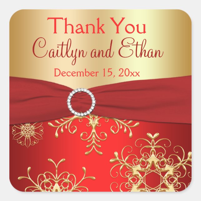 Aufkleber für Rot- und Goldschneeflocken-Gastgesch (Vorderseite)