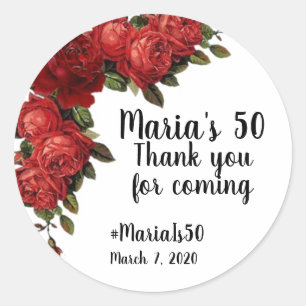 Aufkleber für rote Rose Gastgeschenk