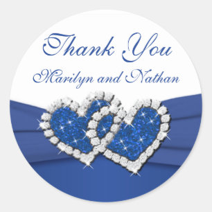 Aufkleber für Royal Blue und White Joined Hearts