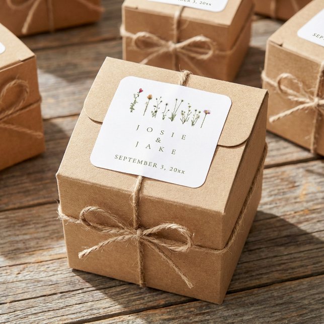 Aufkleber für rustikale Hochzeitstiefel (Rustic Wedding Wildflowers Sticker.)