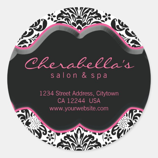 Aufkleber für Salon Wellness-Center Rosa Schwarz-w (Vorderseite)
