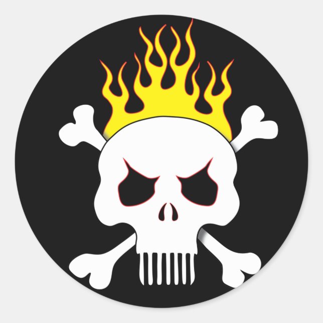 Aufkleber für Schädel und Flammen (Vorderseite)