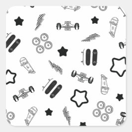 Aufkleber für Schwarz-Weiß-Skateboarding-Quadrate