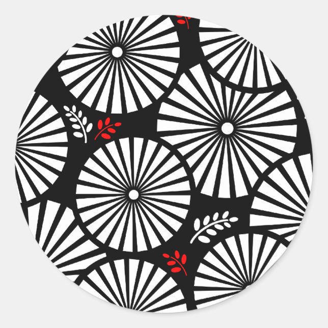 Aufkleber für Schwarz-weiße Blume (Vorderseite)