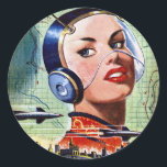 Aufkleber für Science Fiction rückwärts<br><div class="desc">Science Fiction hat im Laufe der Jahre viele Formen angenommen und Fantasie ausgelöst. Dieses Retro-Design aus vergangenen Jahren ist eine interessante Idee, wie sich die Dinge entwickeln können. Diese Retro-Science Fiction sieht auf diesen Aufklebern großartig aus. Perfekt für sich selbst oder als Geschenk</div>