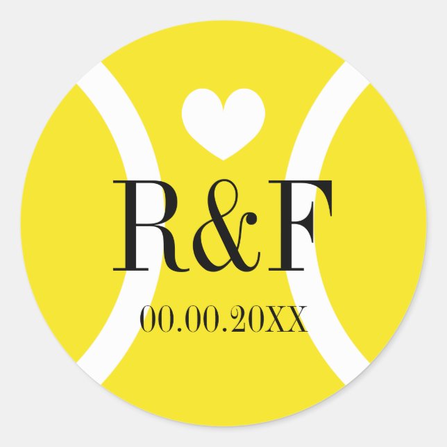 Aufkleber für Tennis-Gastgeschenk Hochzeiten mit M (Vorderseite)