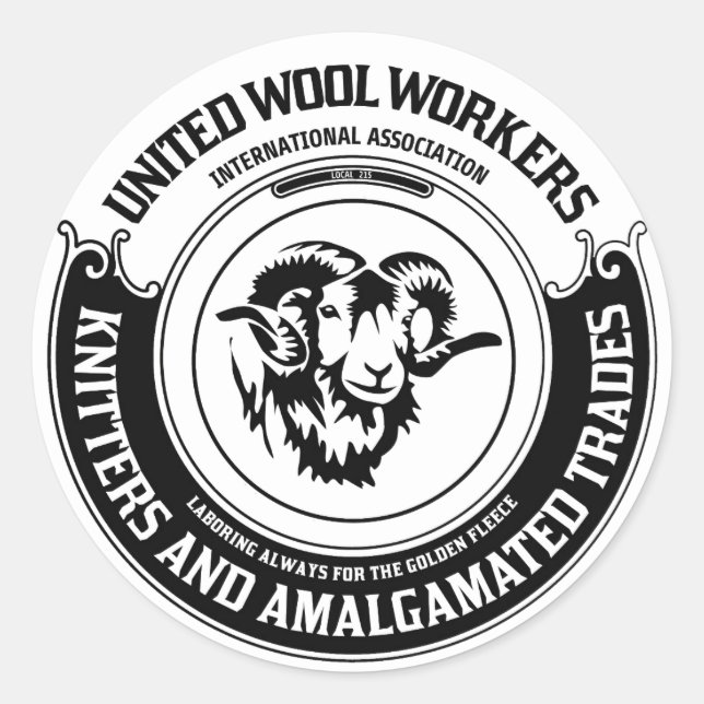 Aufkleber für United Wool Workers (Vorderseite)