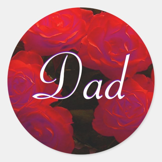 Aufkleber für Vater-Rote Rosen (Vorderseite)