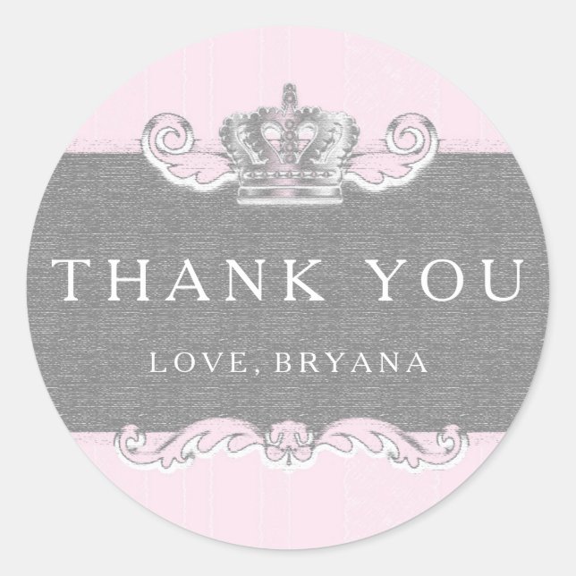 Aufkleber für Vintag-rosa Princess-Party (Vorderseite)