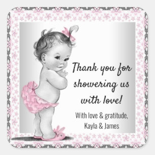 Aufkleber für Vintage-Babymädchen-Baby-Shower-Gesc