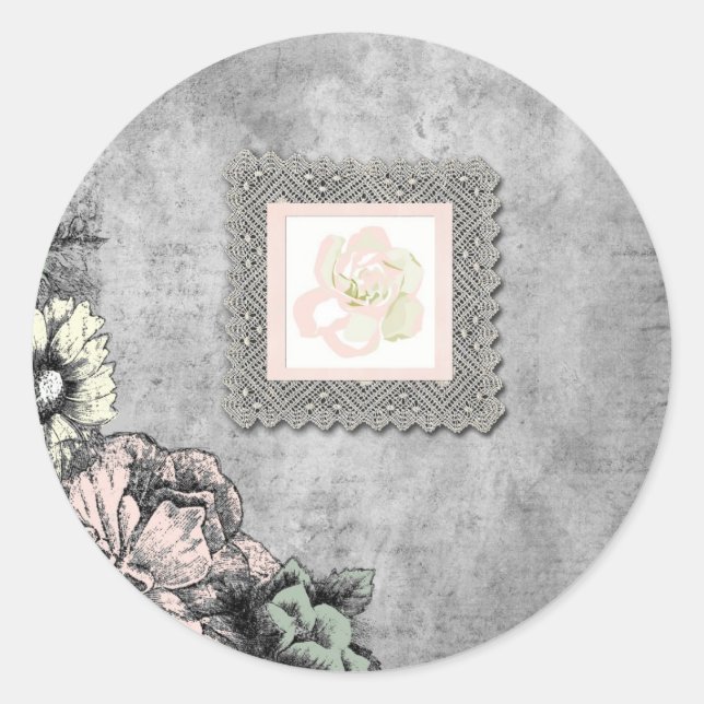 Aufkleber für Vintage Blume (Vorderseite)