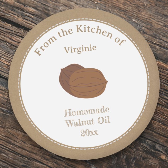 Aufkleber für Walnussöl (Rustic Walnut Oil Label Sticker)