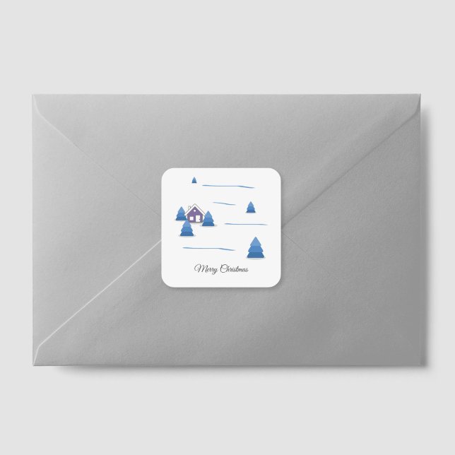 Aufkleber für Wasserfarben (Watercolor Snowy Landscape Sticker)