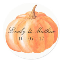 Aufkleber für Wasserfarbenkürbis-Hochzeit im Herbs