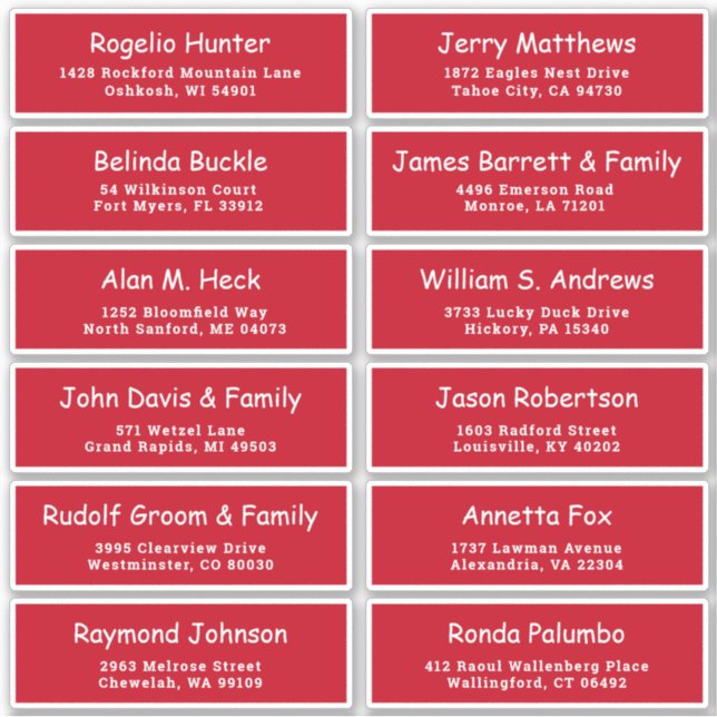 Aufkleber für Weihnachtsadressen (Vorderseite)